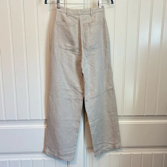 Selva / Negra Jessie linen utility pant in color ecru high rise wide leg size 2 - Picture 7 of 8